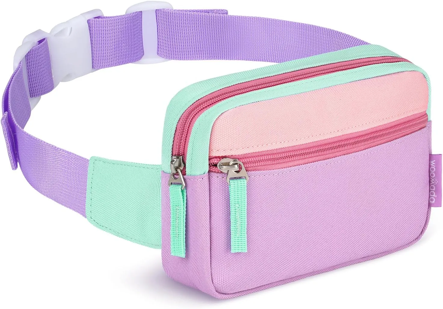 WOOMADA Fanny Pack, Crossbody Bag Waist Bag with Adjustable Waistband, Cute Belt Bag for Gifts(Turquoise&Purple)