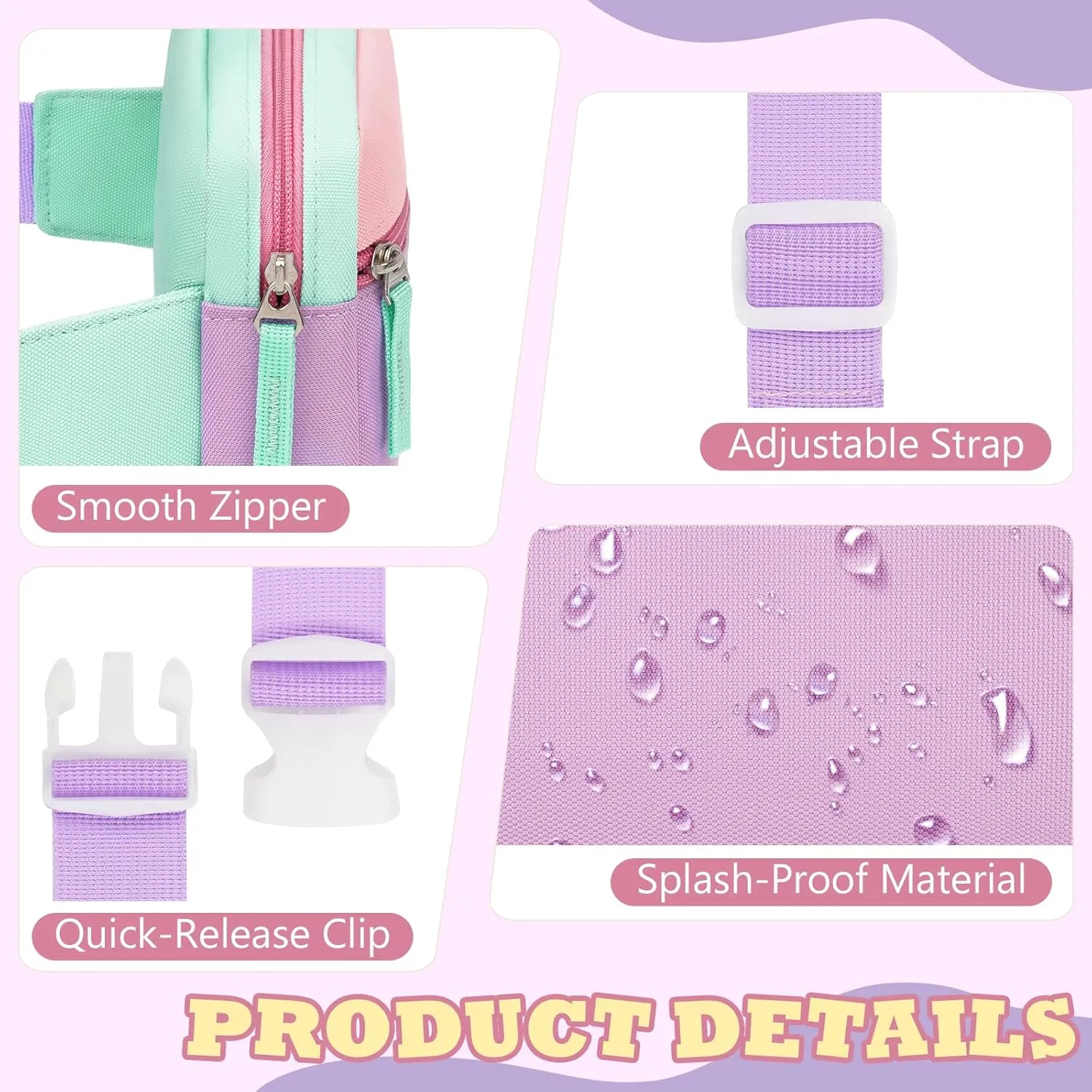 WOOMADA Fanny Pack, Crossbody Bag Waist Bag with Adjustable Waistband, Cute Belt Bag for Gifts(Turquoise&Purple)