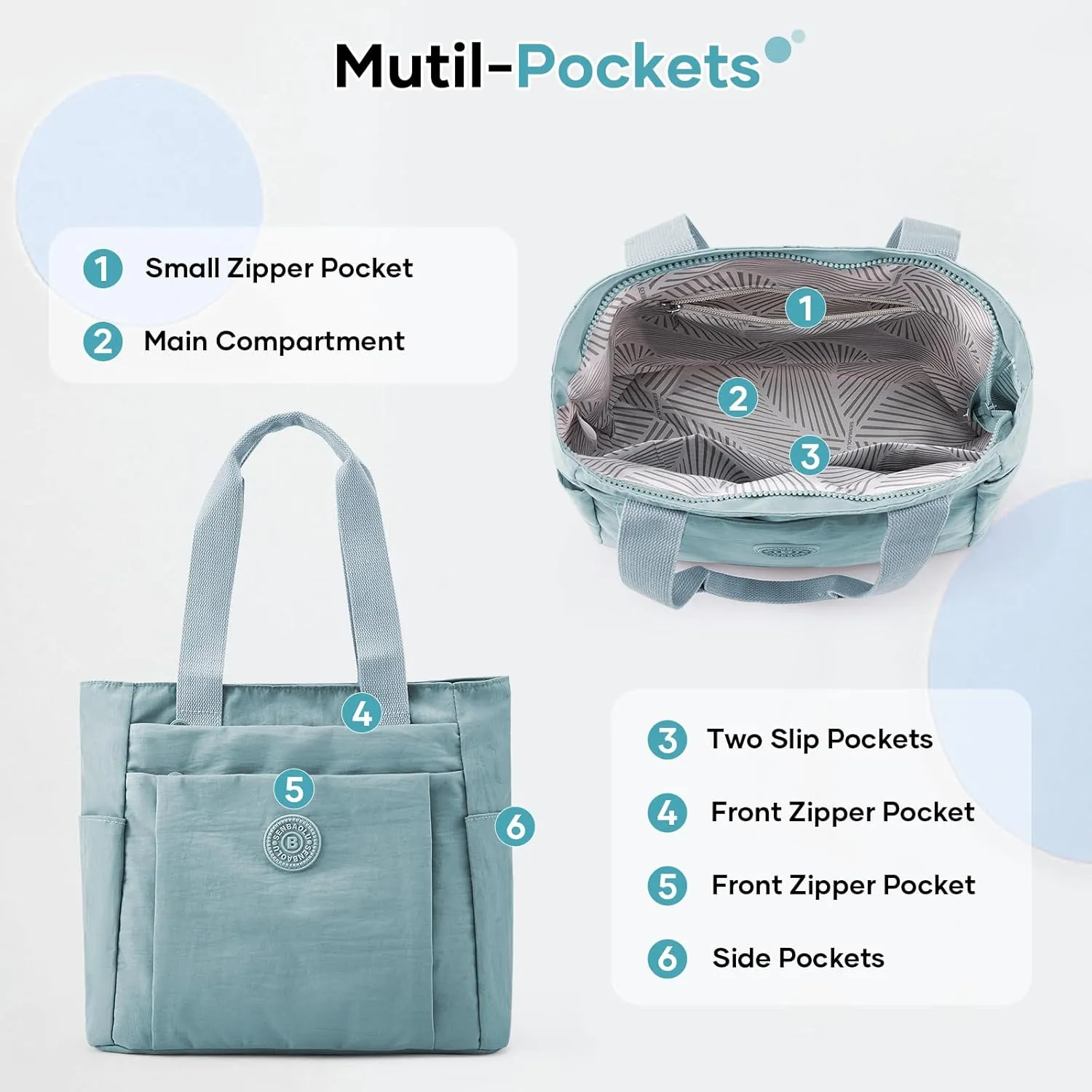 Work Tote Bag for Women, Travel Shoulder Bag Large Purse Nurse Tote Bag with Zipper for School, College, Gym