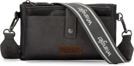 Wrangler Distressed Crossbody Purses for Women Multi-function Card Holder Wallet Small Purse with Double Zipper