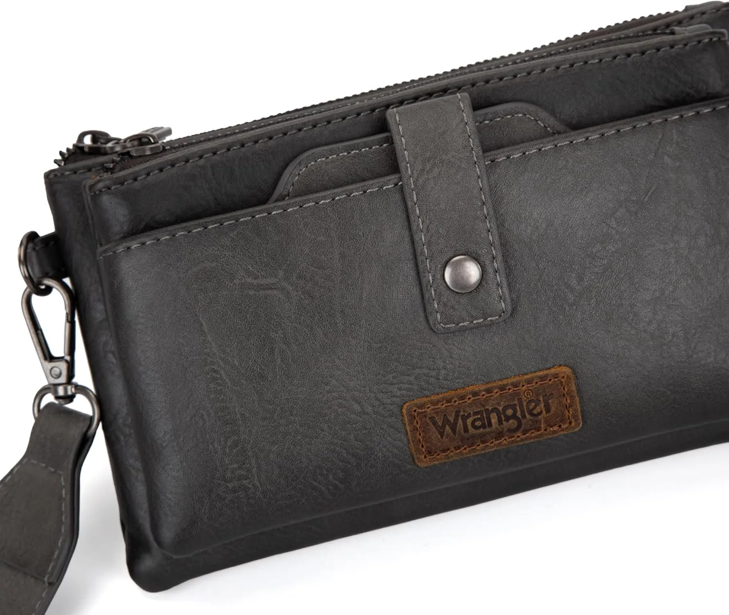 Wrangler Distressed Crossbody Purses for Women Multi-function Card Holder Wallet Small Purse with Double Zipper